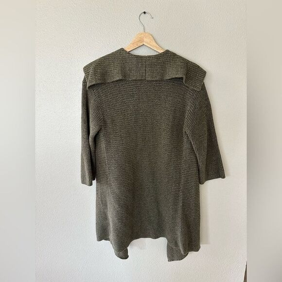 Lauren Ralph Lauren Sage Green Open Front Long Knit Cardigan - Picture 6 of 6